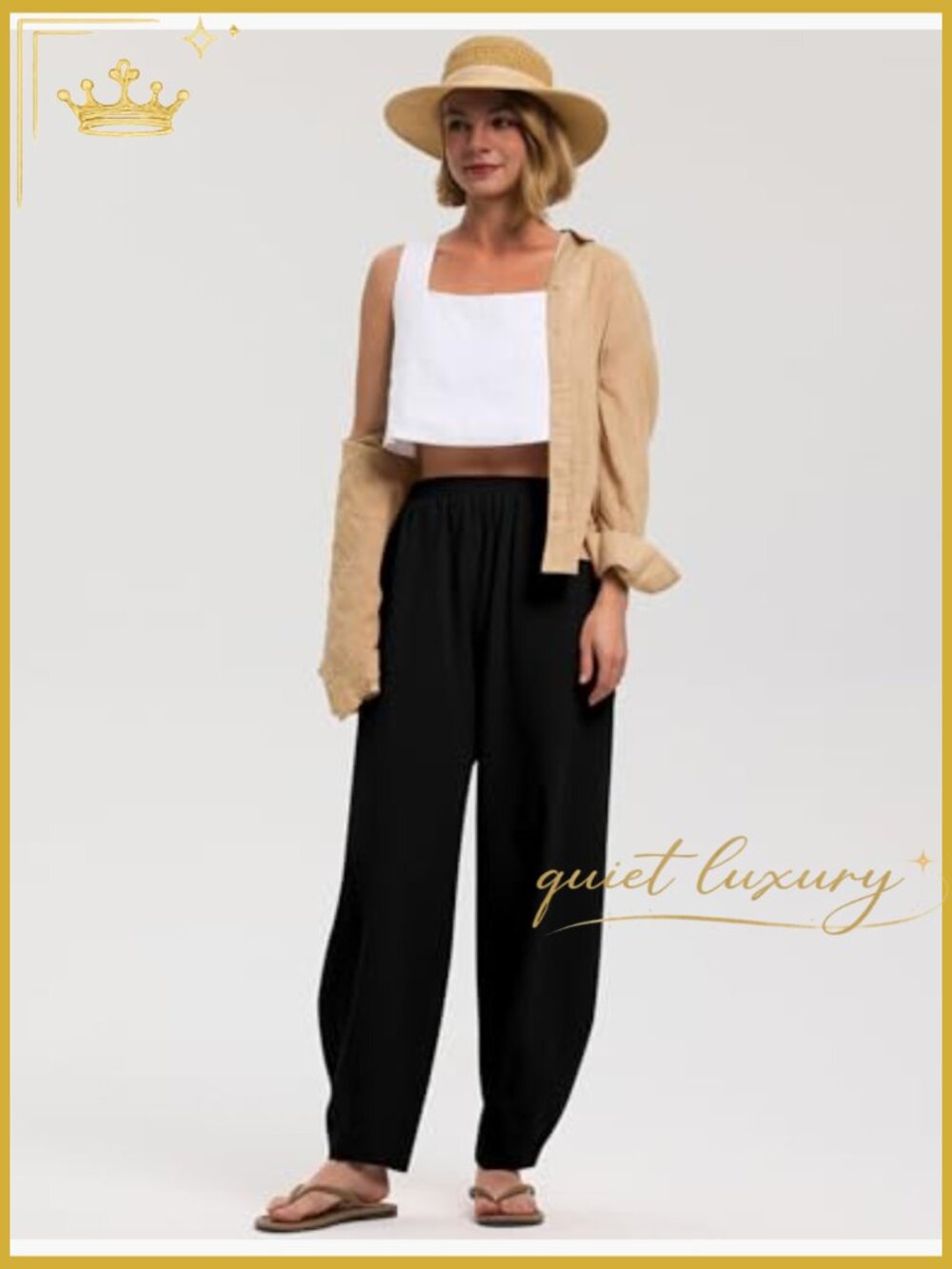 Linen Wide Leg Palazzo Pants with Pockets Boho Casual - Picture 5 of 7